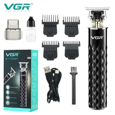 Тример VGR V-170 для волосся, вусів і бороди, бездротовий зі змінними насадками, Чорний 524106 фото