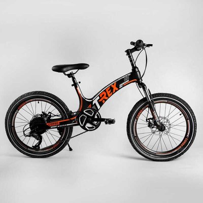 Дитячий спортивний велосипед CORSO "T-REX" 70432, 20 дюймів, магнієва рама, обладнання MicroShift, 7 швидкостей, зібраний на 75% 470029 фото