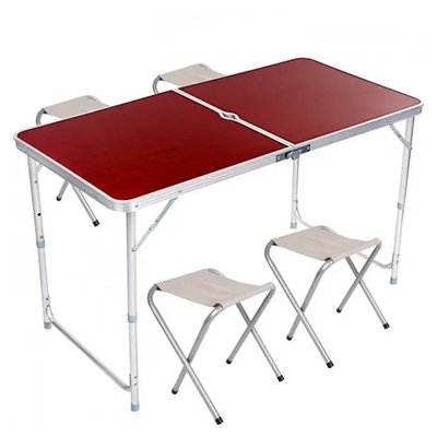 Стіл-валіза складаний посилений для пікніка Folding Table з чотирма стільцями, Коричневий 450273 фото