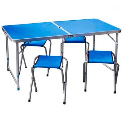 Стіл-валіза складаний для пікніка Folding Table з чотирма стільцями, Синій 499038 фото