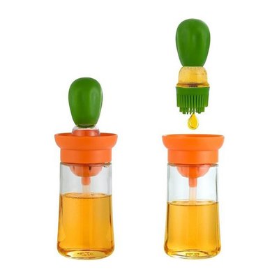 Диспенсер для олії та оцту MD W-31 180 мл із силіконовим пензлем, Orange/Green 525119 фото