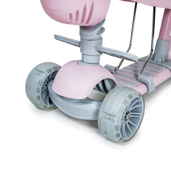 Дитячий трьохколісний самокат Smart 5 в 1 пастельно-рожевий з бортиком 8689 фото
