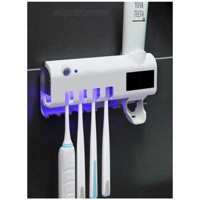 Тримач диспенсер для зубної пасти та щіток автоматичний УФ-стерилізатор Toothbrush sterilizer UKC W-020 білий 387524 фото