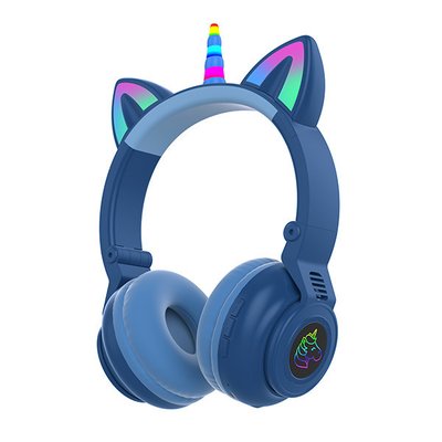 Бездротротові навушники з котячими вушками Єдиноріг CAT STN-27 Bluetooth, Синій 523757 фото