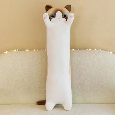 М'яка іграшка подушка-обіймашка Сіамський Кіт Батон 90 см Білий 526781 фото