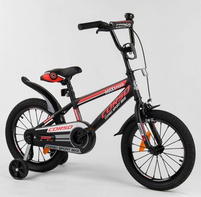 Дитячий велосипед CORSO ST-16700 16 дюймів 2-х колісний, сталева рама, сталеві протиударні диски з посиленою спицею, зібраний на 75 461292 фото