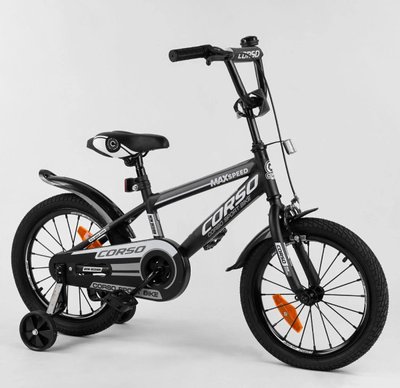 Дитячий велосипед CORSO ST-16744 16 дюймів 2-х колісний, сталева рама, сталеві протиударні диски з посиленою спицею, зібраний на 75 461293 фото