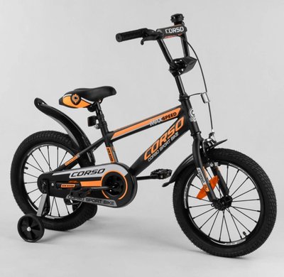 Дитячий велосипед 16 дюймів CORSO ST - 16908 2-х колісний, сталева рама, сталеві протиударні диски з посиленою спицею, зібраний на 75 461294 фото