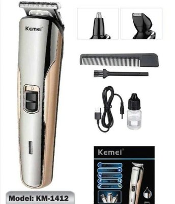 Тример стайлер для стрижки волосся та бороди професійний бездротовий акумуляторний Kemei KM-1412 482380 фото