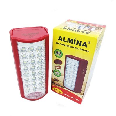 Ліхтар переносний світлодіодний 24 LED Almina DL-2424 з повербанком 3000 mAh Червоний 488154 фото