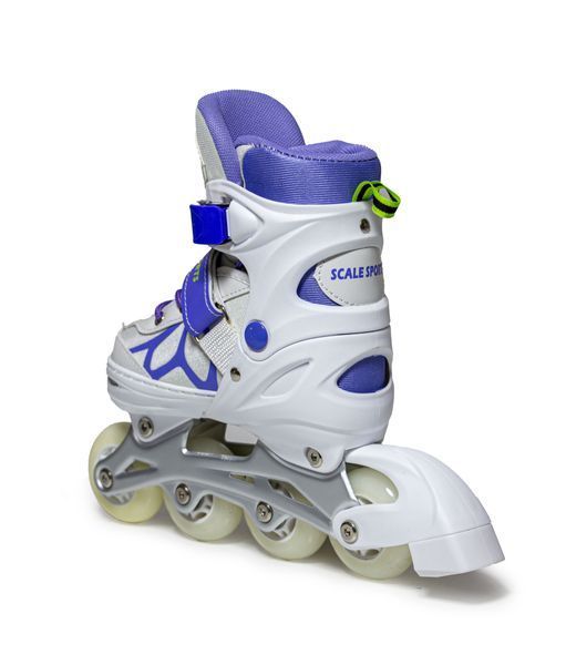 Раздвижные ролики Scale Sports LF 601B бело-фиолетовые, размер 29-33, светящиеся колеса 7081 фото