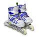 Раздвижные ролики Scale Sports LF 601B бело-фиолетовые, размер 29-33, светящиеся колеса 7081 фото 4