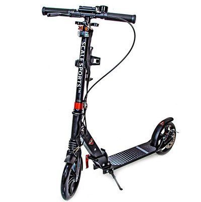 Самокат двухколесный Scale Sports SS-12 Черный Дисковый тормоз Led-фонарик 485423 фото