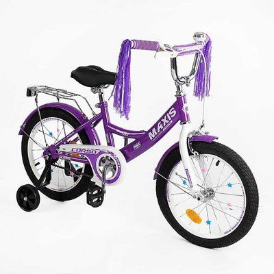 Велосипед дитячий CORSO MAXIS CL-18089 18" сталева рама, дискові гальма, фіолетовий 548207 фото