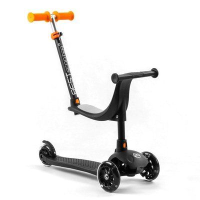 Самокат трехколесный Best Scooter PL-209 колеса PU со светом, сиденье, родительская ручка, Черный 470013 фото
