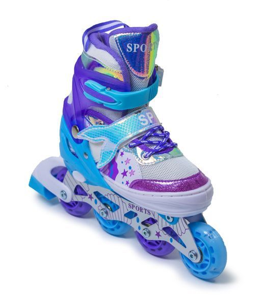 Детские роликовые коньки Scale Sports Русалка раздвижные 30-33 фиолетовый со светящимися колесами 637226 фото