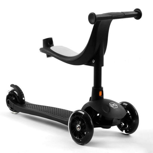 Самокат триколісний Best Scooter PL - 209 колеса PU зі світлом, сидіння, батьківська ручка, Чорний 470013 фото