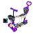 Самокат трехколесный с родительской ручкой Scooter 5 в1 Фиолетовый цветок 454302 фото
