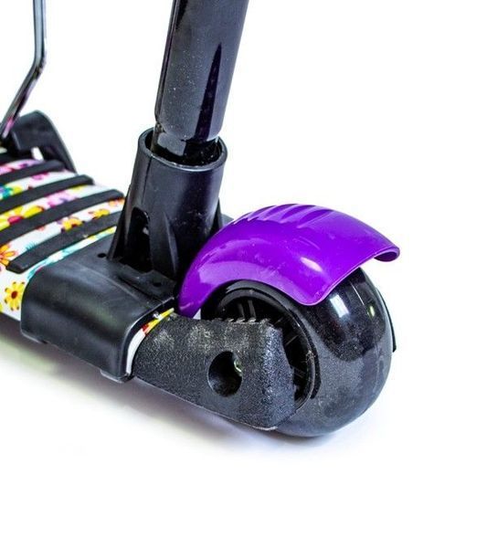 Самокат трехколесный с родительской ручкой Scooter 5 в1 Фиолетовый цветок 454302 фото