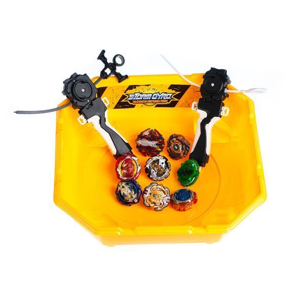 Набор бэйблэйд Beyblade Yellow Mega Set Arena (Бейблейды 8 штук + 2 пусковых устройства, арена с ловушками) 512440 фото