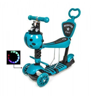 Самокат Scooter 5 в 1 Божья коровка, Бирюзовый 441848 фото