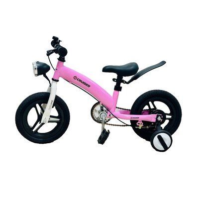 Дитячий велосипед Crussier SWITCH BIKE 12" дюймів, карбонова рама, знімні страхувальні колеса, дискові гальма, рожевий 575747 фото