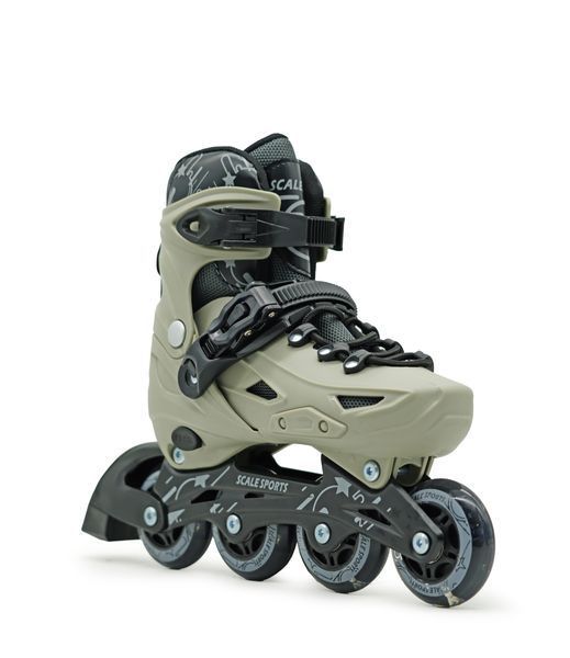 Детские роликовые коньки Scale Sports LF 605 раздвижные 29-33 серый со светящимися колесами 549567 фото