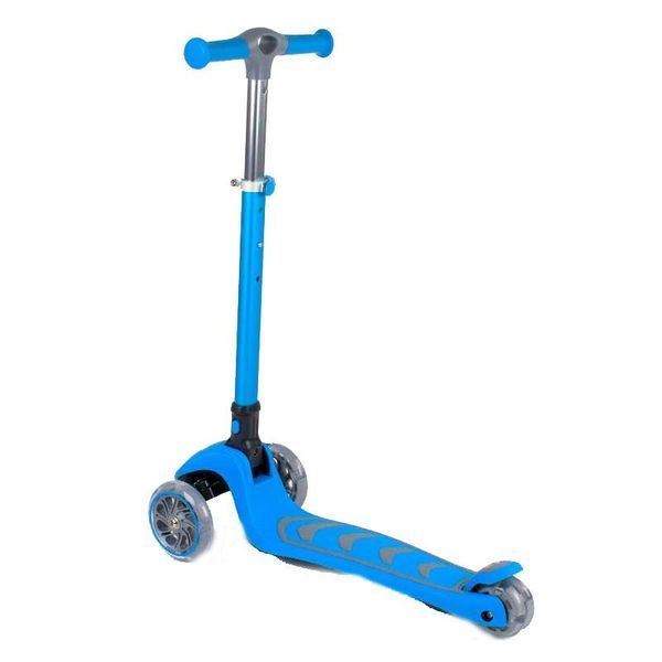 Самокат трехколесный 38603 Best Scooter, ГОЛУБОЙ, складной алюминиевый руль, 4 колеса PU со светом, d=12 см 411166 фото