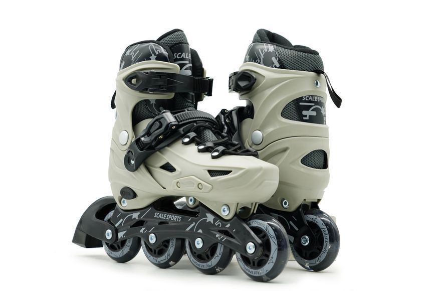 Детские роликовые коньки Scale Sports LF 605 раздвижные 29-33 серый со светящимися колесами 549567 фото
