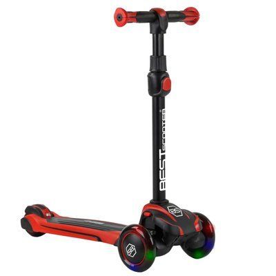 Самокат трехколесный Best Scooter MX-40901 MAXI, алюминиевый руль, колеса PU со светом, Черно-красный 461756 фото