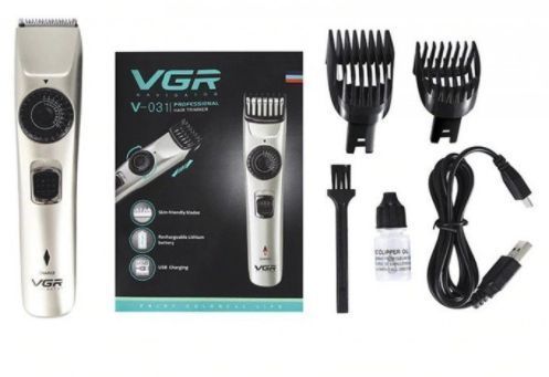Машинка для стрижки VGR V031 акумуляторна з регулятором 5Вт зі змінними насадками 520659 фото