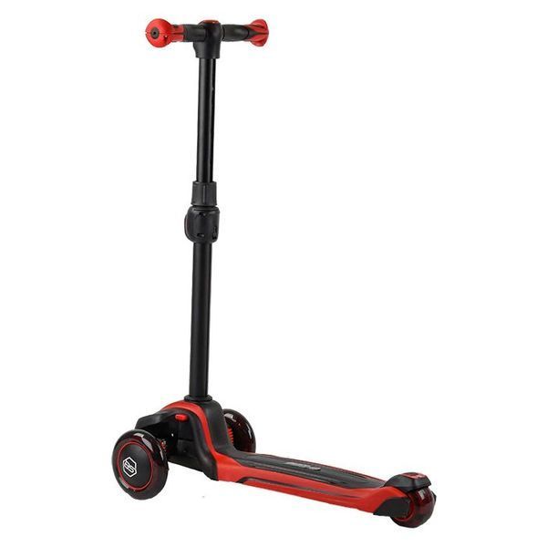 Самокат триколісний Best Scooter MX - 40901 MAXI, алюмінієвий кермо, колеса PU зі світлом, чорно-червоний 461756 фото