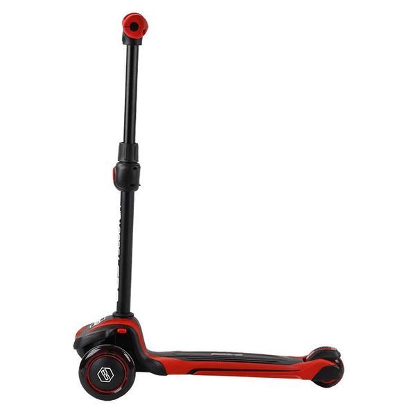 Самокат триколісний Best Scooter MX - 40901 MAXI, алюмінієвий кермо, колеса PU зі світлом, чорно-червоний 461756 фото