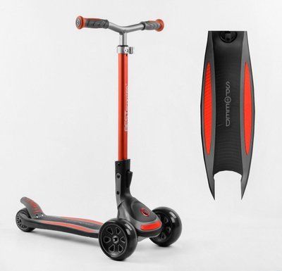 Самокат трехколесный Best Scooter G-43304 MAXI, черно-красный, складная конструкция, передние колеса 135 мм, задние 80 мм, светящиеся колеса 469304 фото