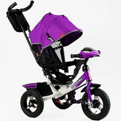 Трехколесный Велосипед-коляска Best Trike 3390 - 32-870, родительская ручка со звуками и музыкой, фиолетовый 533290 фото
