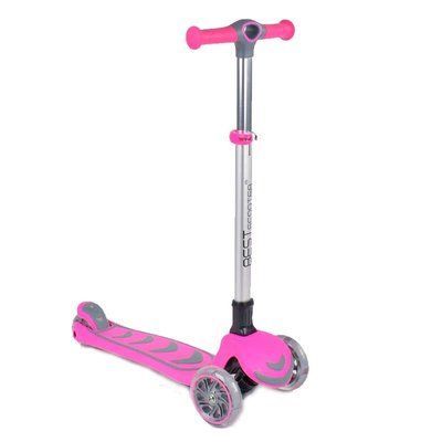 Трехколесный самокат Best Scooter MAXI 57795 Розовый, светящиеся колеса 411170 фото