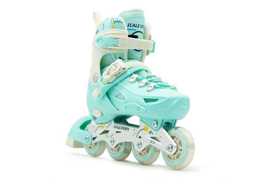 Детские роликовые коньки Scale Sports LF 605 раздвижные 29-33 мятный со светящимися колесами 549648 фото