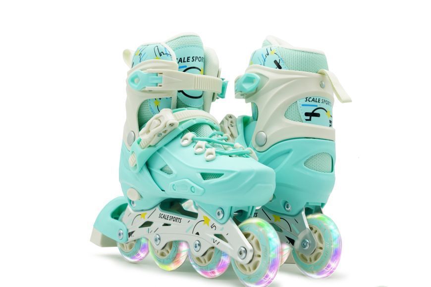 Детские роликовые коньки Scale Sports LF 605 раздвижные 29-33 мятный со светящимися колесами 549648 фото