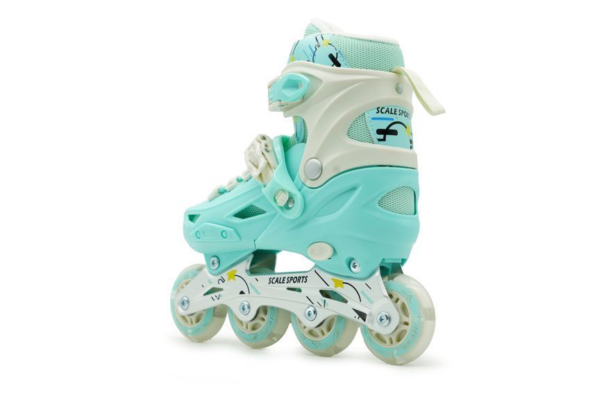 Детские роликовые коньки Scale Sports LF 605 раздвижные 29-33 мятный со светящимися колесами 549648 фото