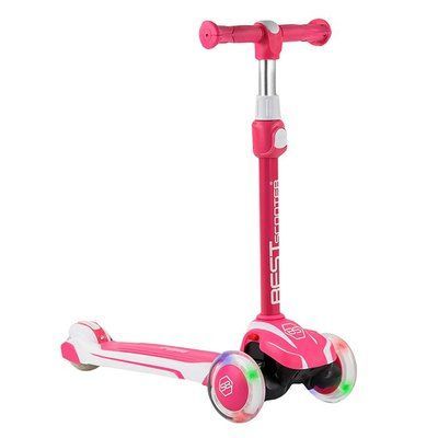 Самокат трехколесный Best Scooter MX-70908 MAXI, алюминиевый руль, колеса PU со светом, Бело-розовый 461759 фото