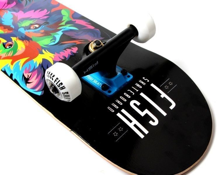 СкейтБорд деревянный с рисунком 31" Fish Skateboard wolf 6262 фото
