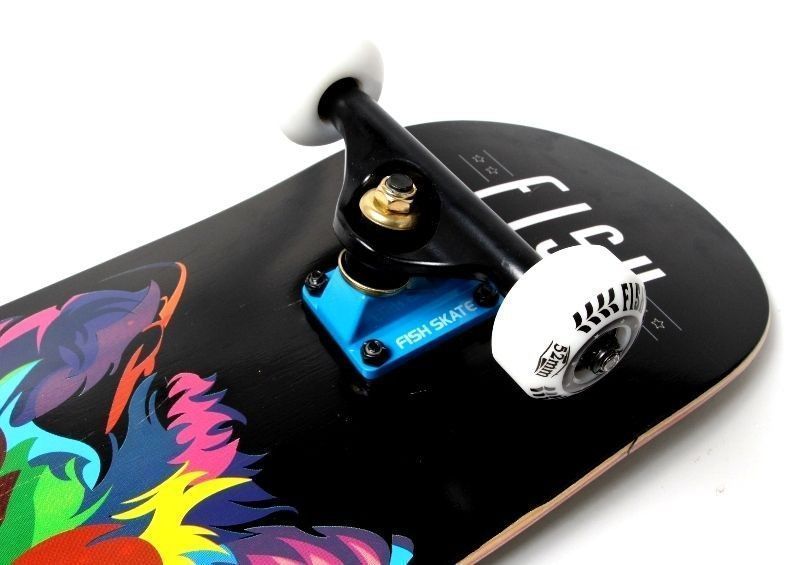 СкейтБорд деревянный с рисунком 31" Fish Skateboard wolf 6262 фото