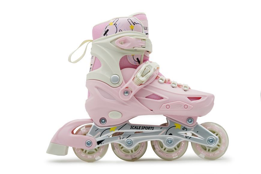 Детские роликовые коньки Scale Sports LF 605 раздвижные 29-33 розовый со светящимися колесами 549651 фото