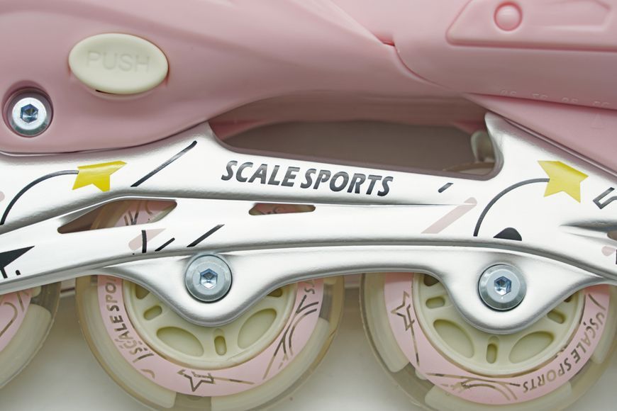 Детские роликовые коньки Scale Sports LF 605 раздвижные 29-33 розовый со светящимися колесами 549651 фото