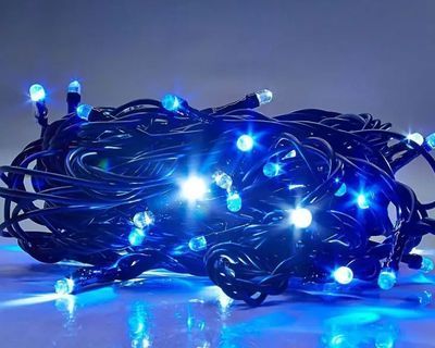 Світлодіодна гірлянда RD-9030. 300LED, чорний провід, колір ламп синій 22м 451151 фото