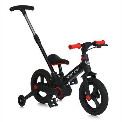 Детский велосипед велобег PROFI KIDS 12 д. MB 1021-1, 4 в 1 с родительской ручкой черный 620748 фото