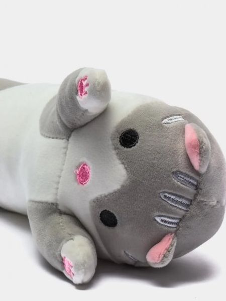 Мягкая игрушка подушка Кот обнимашка Батон EL-2117-8 130 см Серый 525762 фото