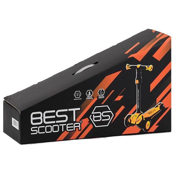 Самокат трехколесный Best Scooter MX-80204 MAXI, алюминиевый руль, колеса PU со светом, Черно-желтый 461760 фото