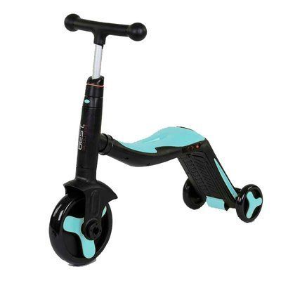 Самокат 3в1 JT 20255 Best Scooter, самокат-велобег-велосипед черно-голубой 420130 фото