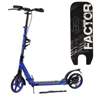 Самокат двухколесный складной Best Scooter Factor BS-72725, дисковый тормоз, амортизаторы, Синий 482199 фото